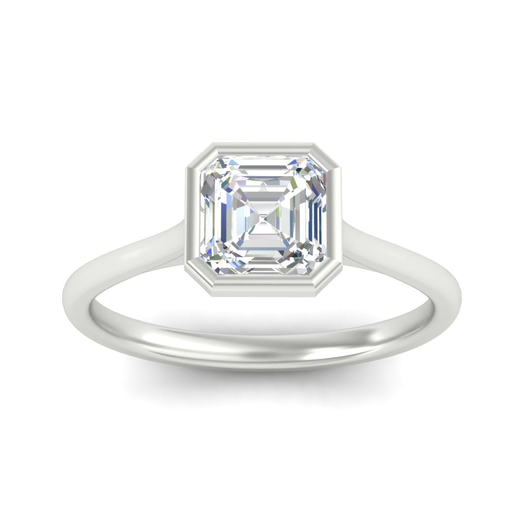 Asscher Cut Petite Bezel Solitaire Engagement Ring