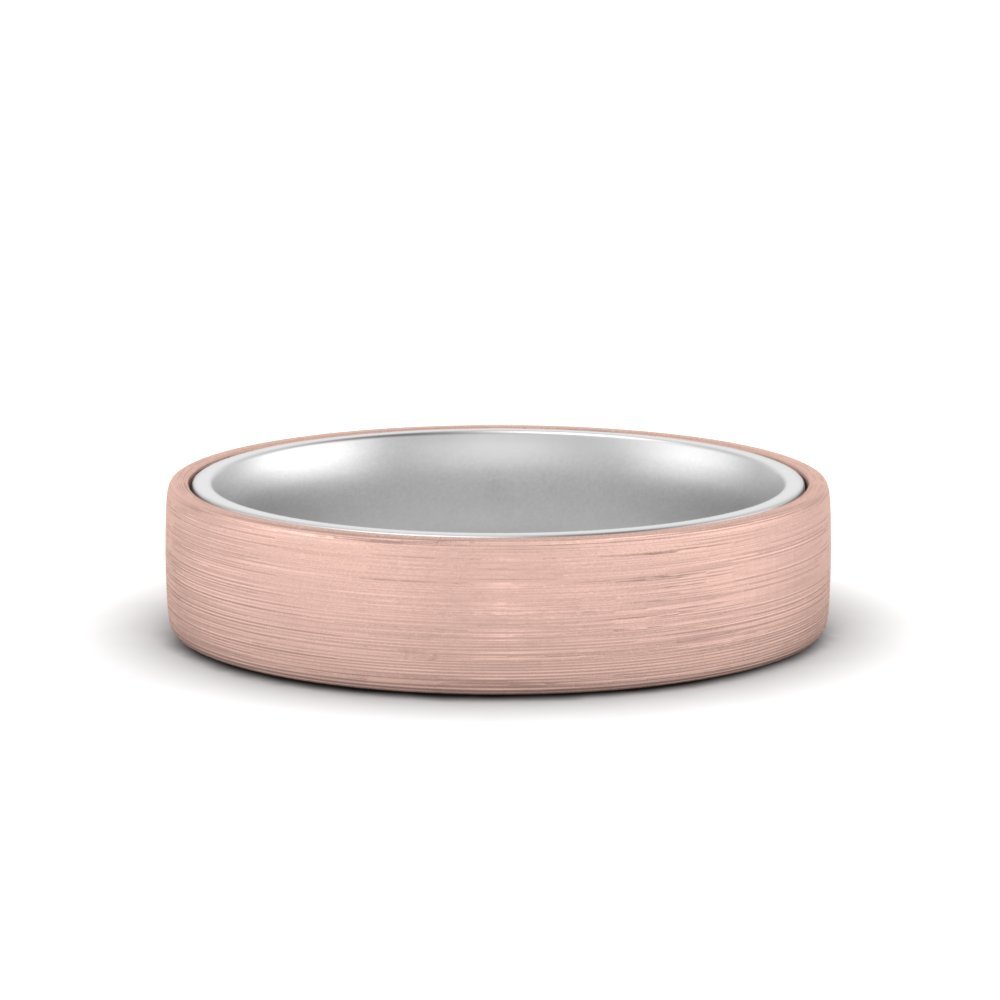 Brushed 2 Tone Mens Wedding Ring