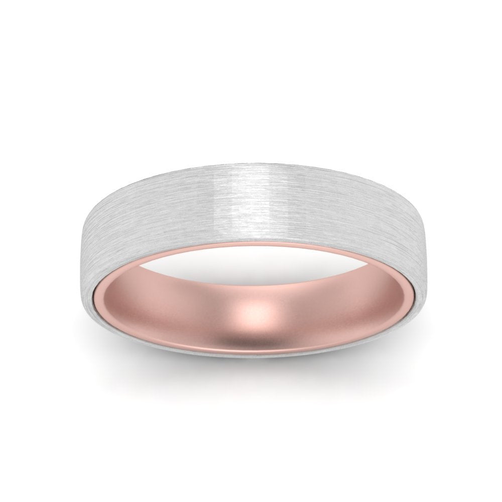 Brushed 2 Tone Mens Wedding Ring