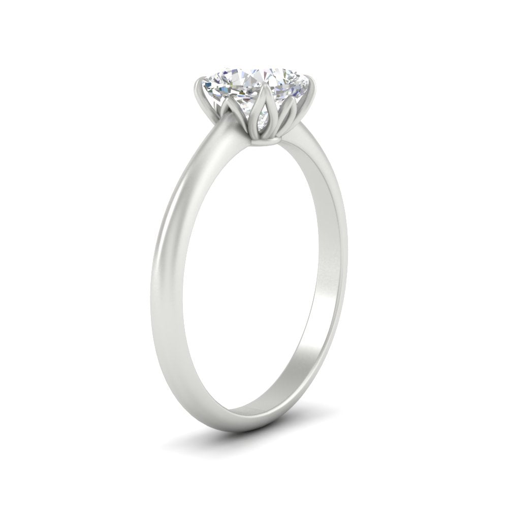 Floral Head Cushion Solitaire Cathedral Ring