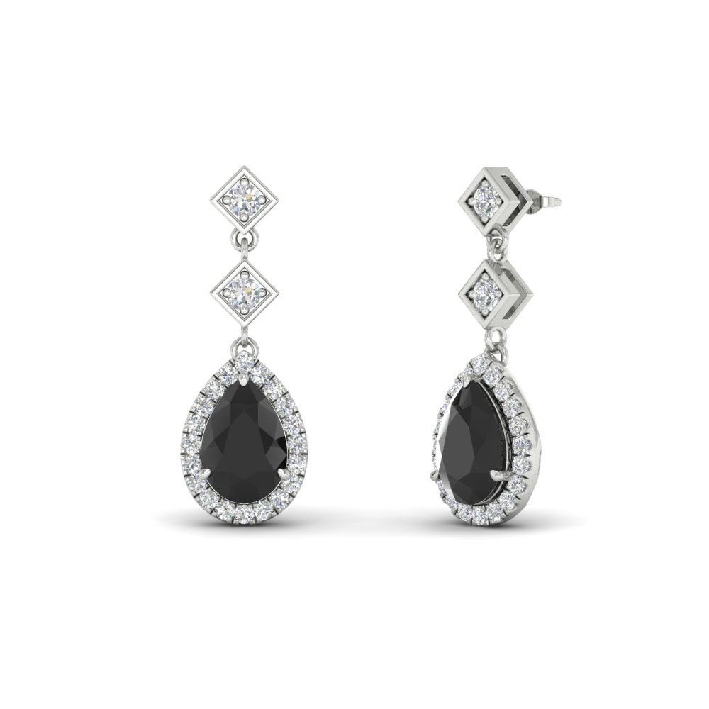 Double Drop Pear Halo Earring