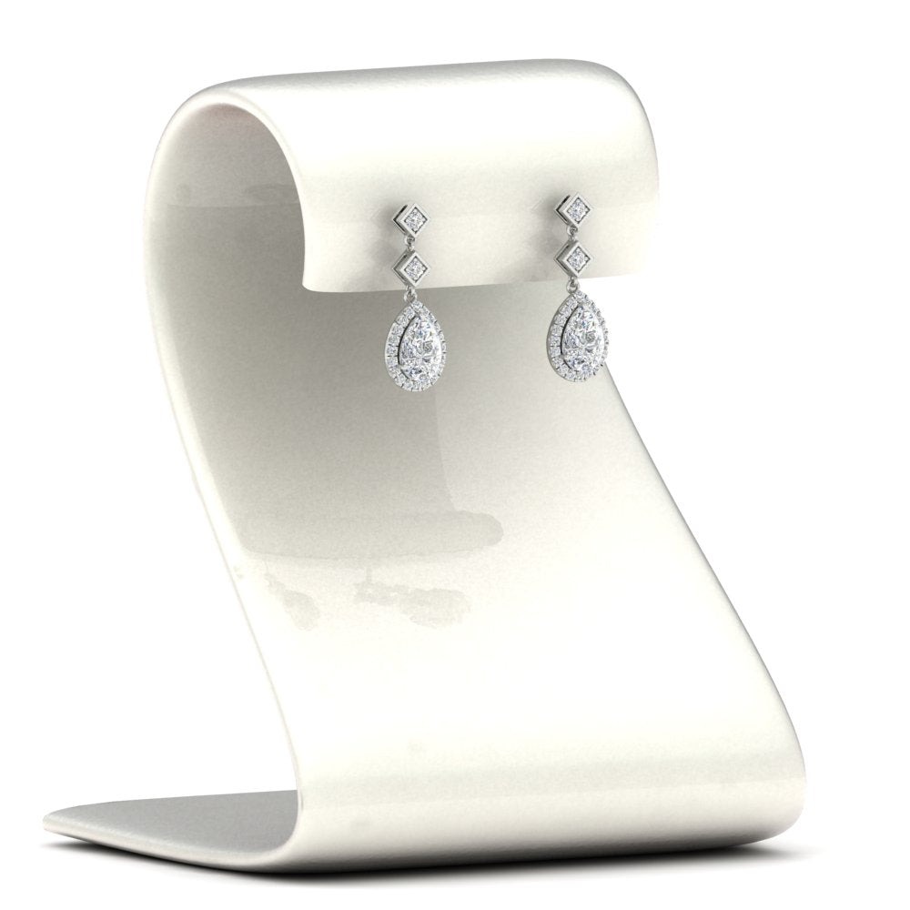 Double Drop Pear Halo Earring