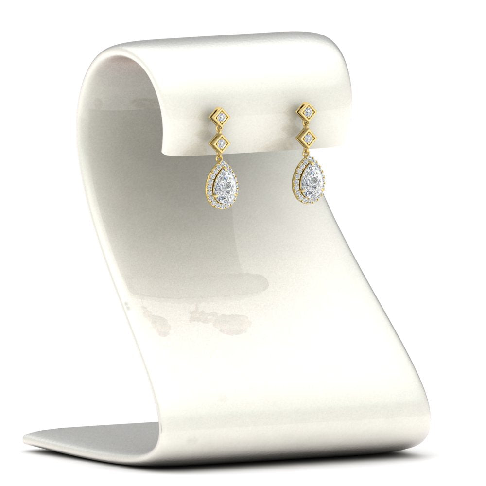 Double Drop Pear Halo Earring