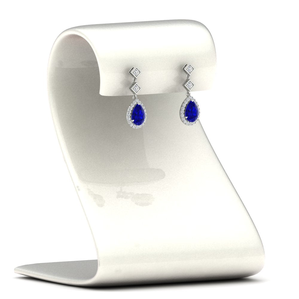 Double Drop Pear Halo Earring