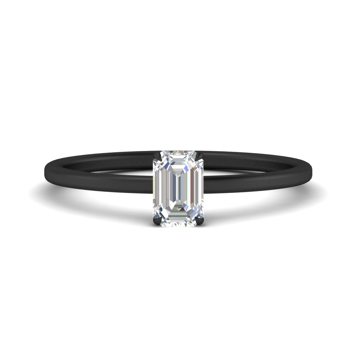Emerald Cut Thin Classic Solitaire Ring