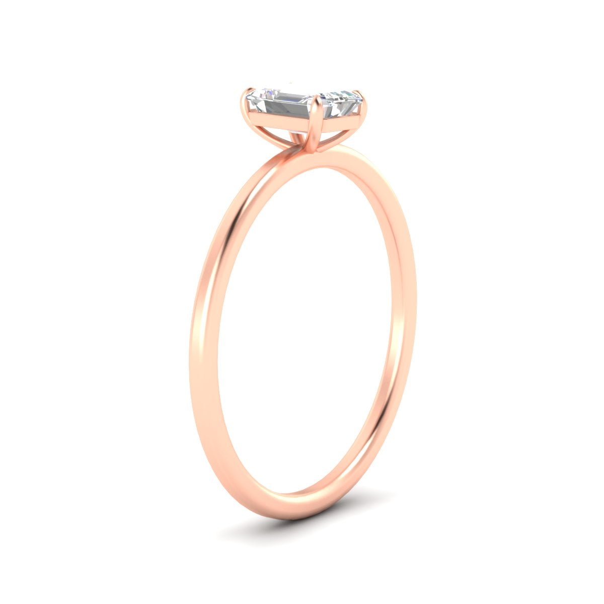 Emerald Cut Thin Classic Solitaire Ring