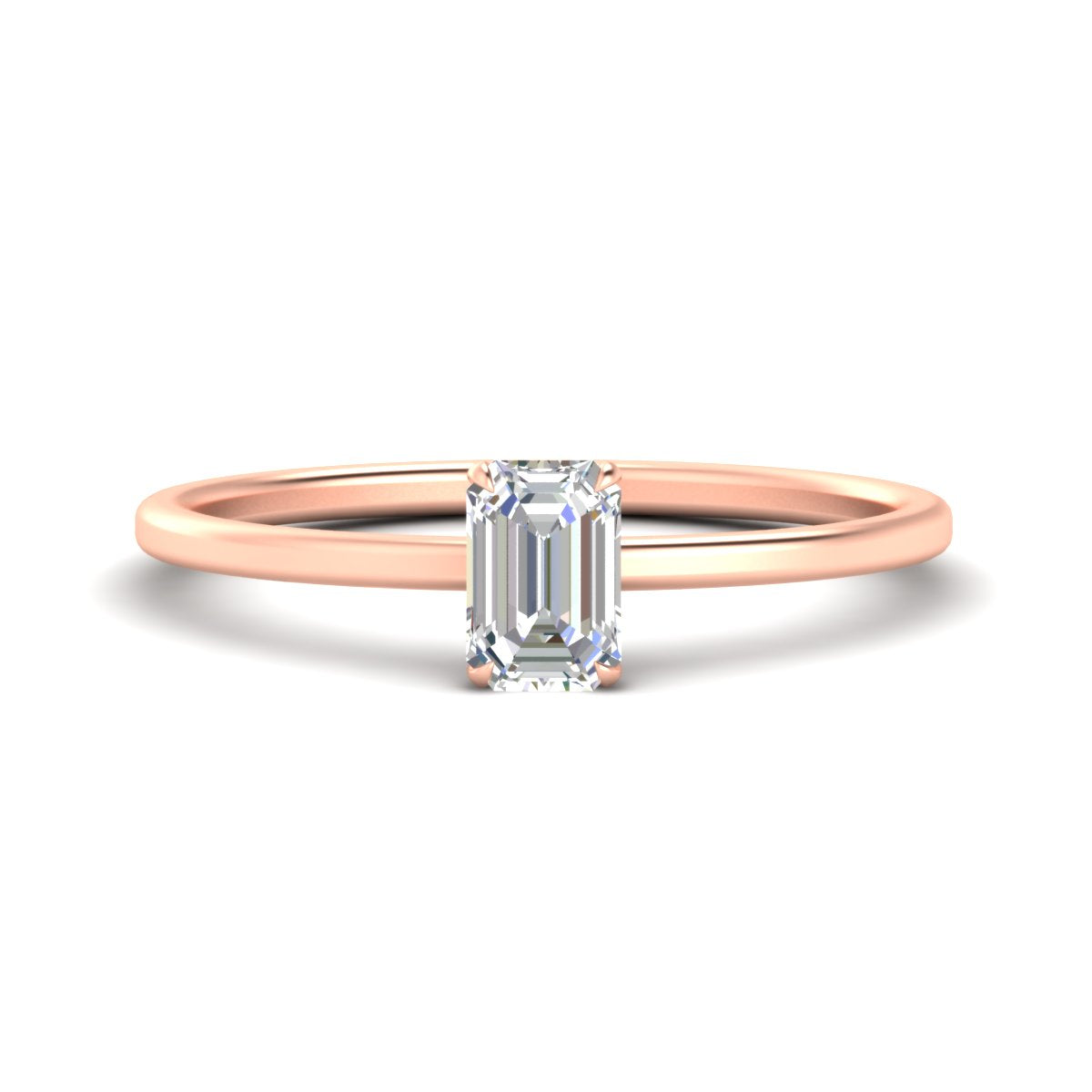 Emerald Cut Thin Classic Solitaire Ring