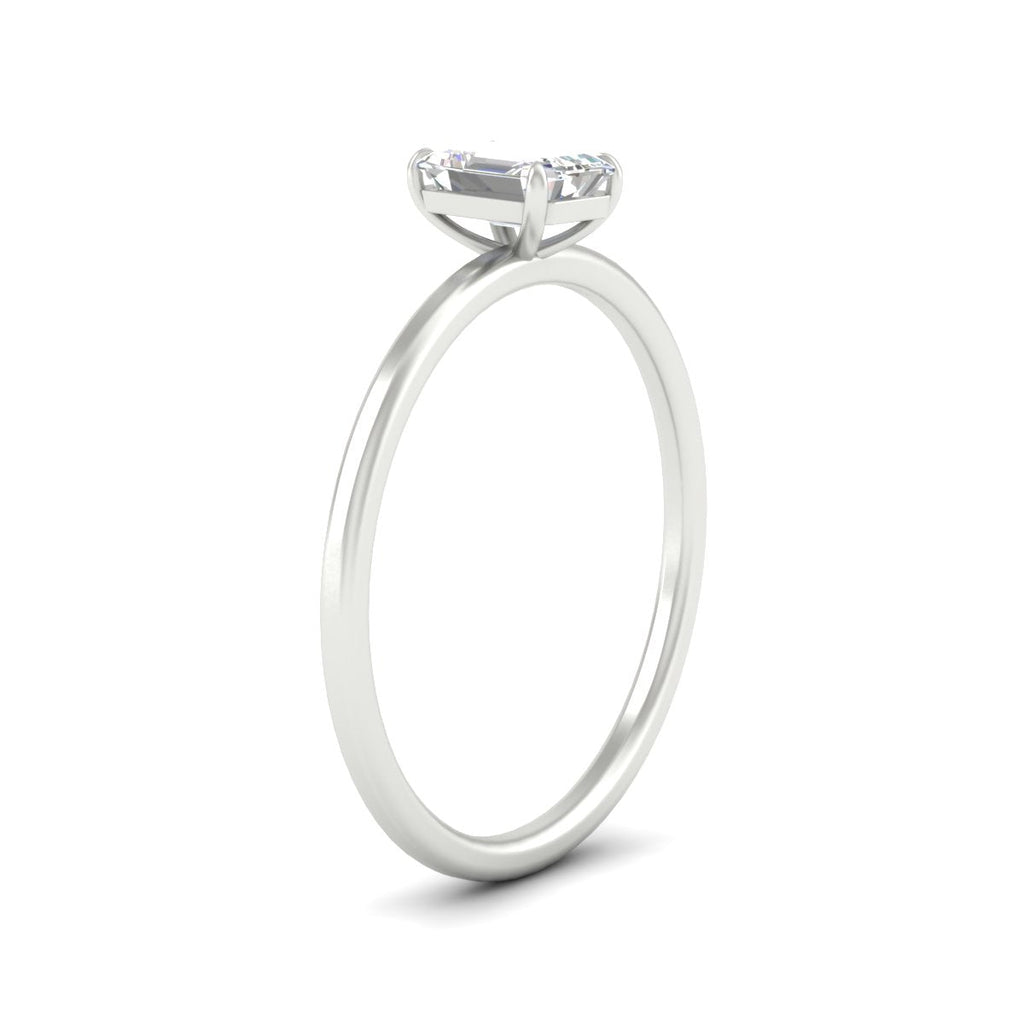 Emerald Cut Thin Classic Solitaire Ring