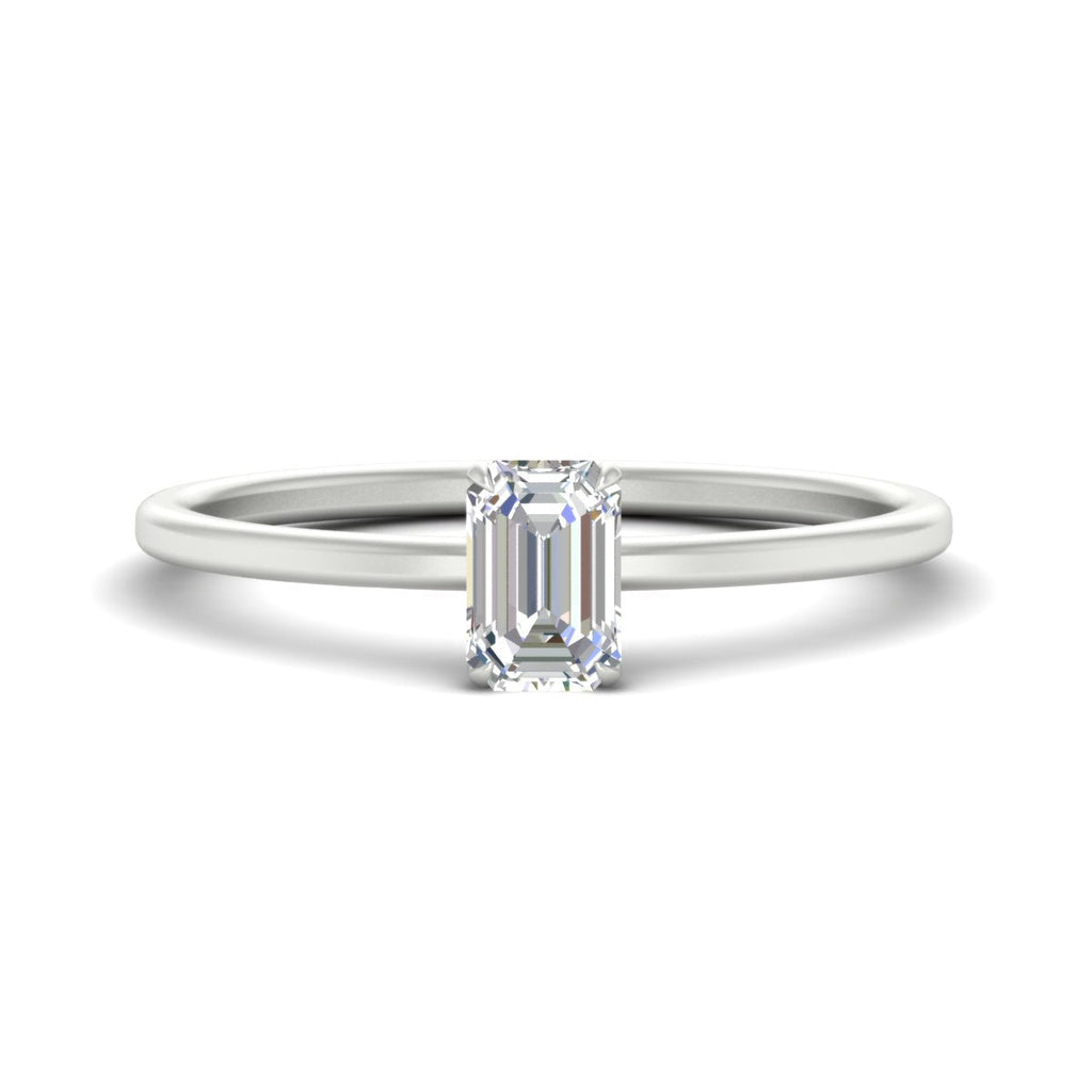 Emerald Cut Thin Classic Solitaire Ring