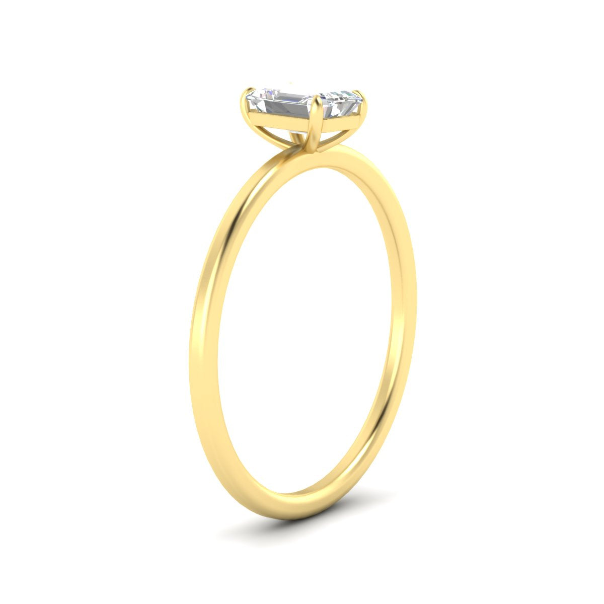 Emerald Cut Thin Classic Solitaire Ring