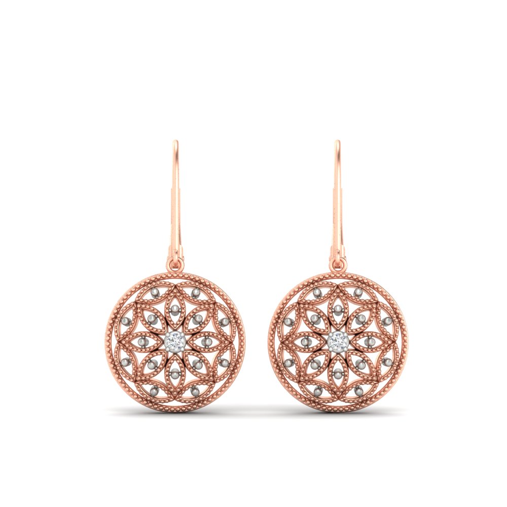 Filigree Circle Drop Lever Back Earring