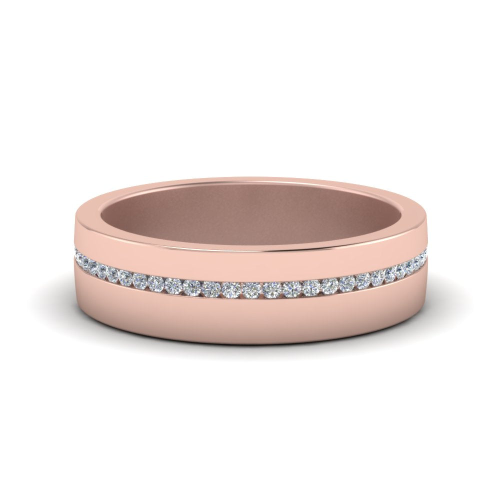 Flat Channel Set Diamond Mens Band