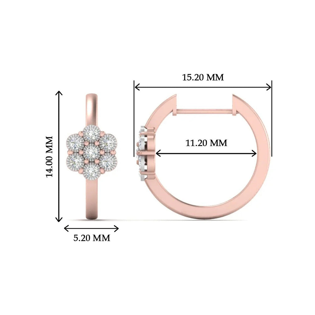 Flower Small 2 Tone Hoop Huggie Earrings