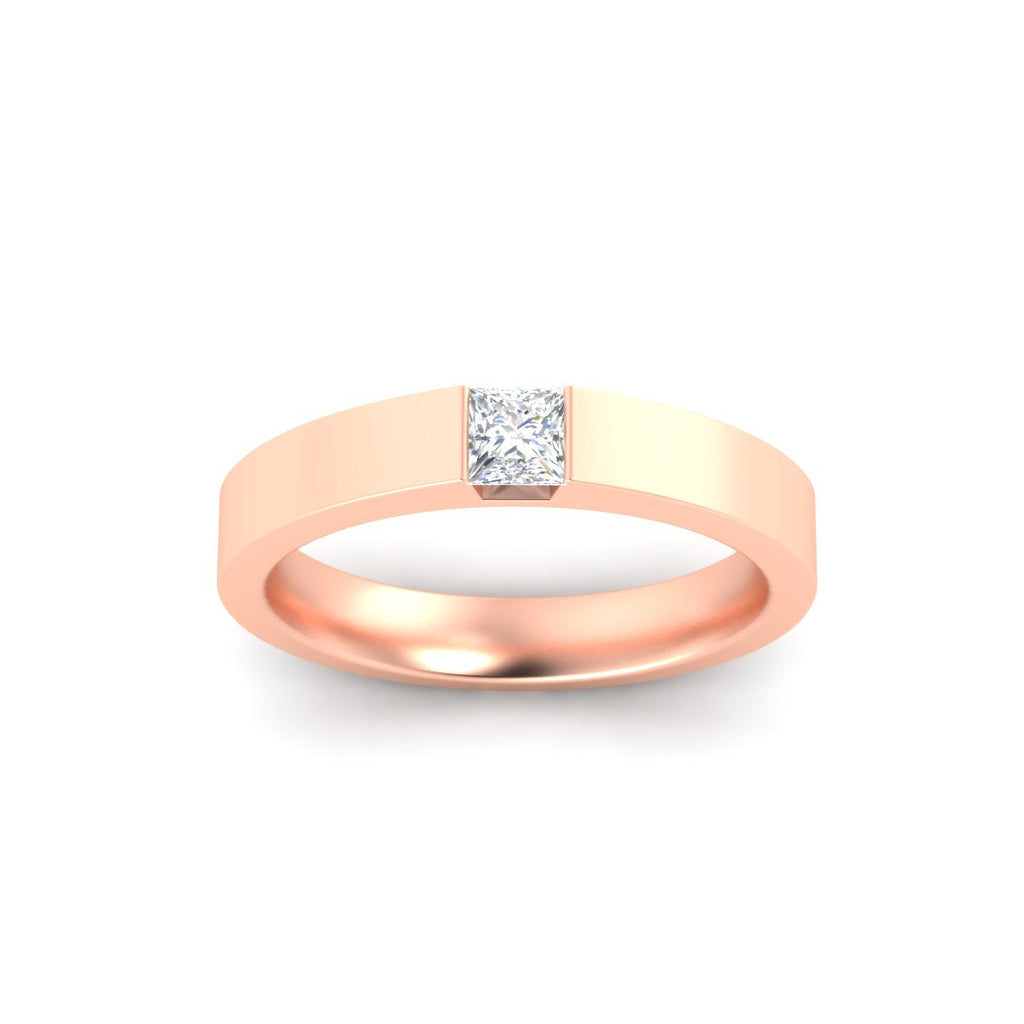 Half Bezel Solitaire Mens Engagement Ring