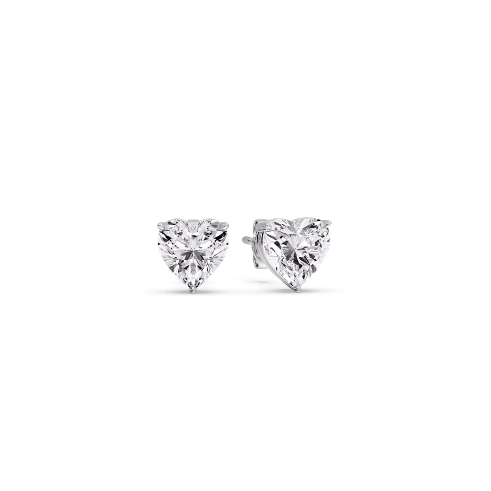 Heart Shaped 3 Prong Basket Stud Earring