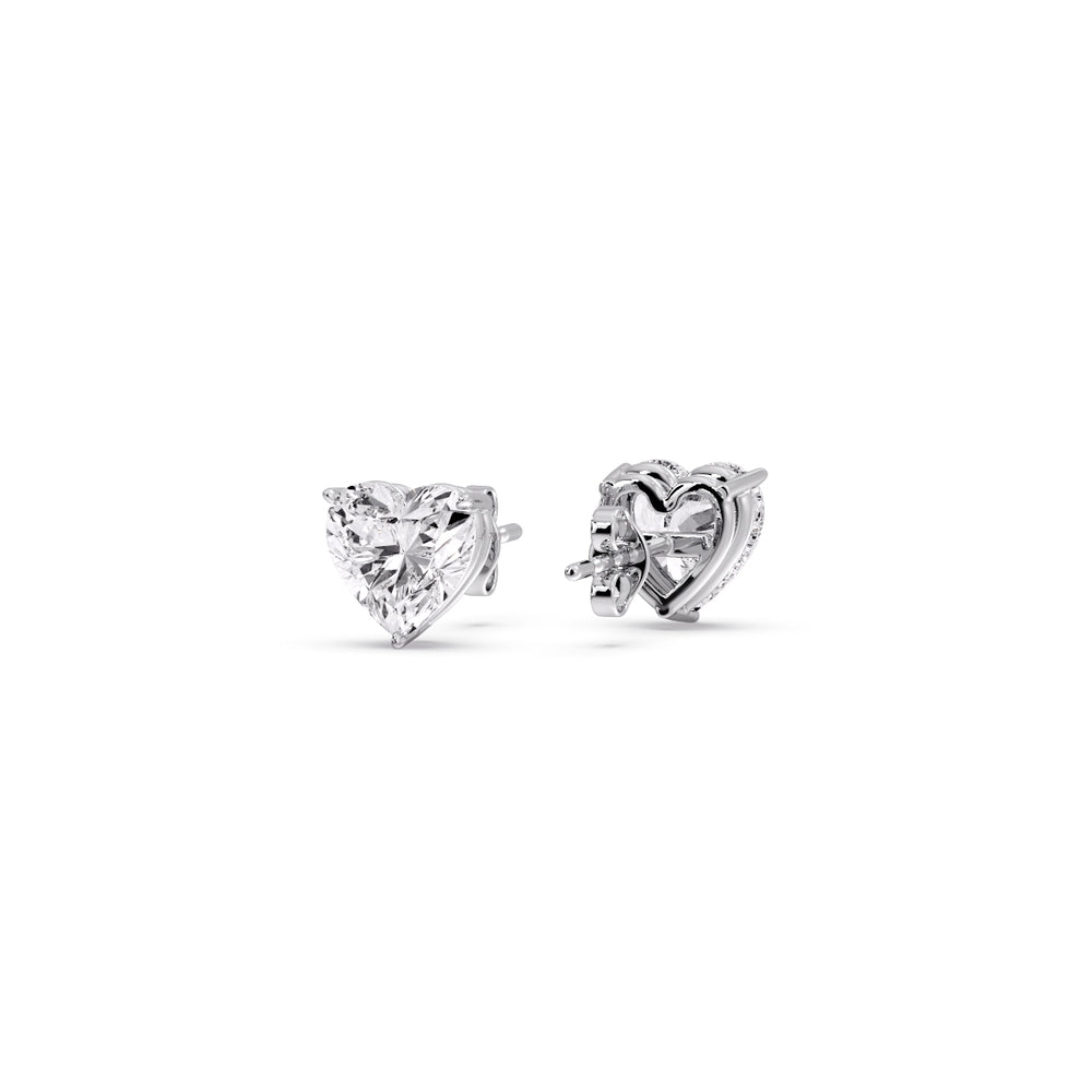 Heart Shaped 3 Prong Basket Stud Earring