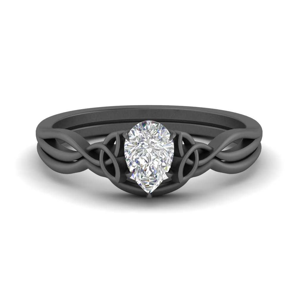 Pear Shaped Infinity Celtic Solitaire Wedding Set