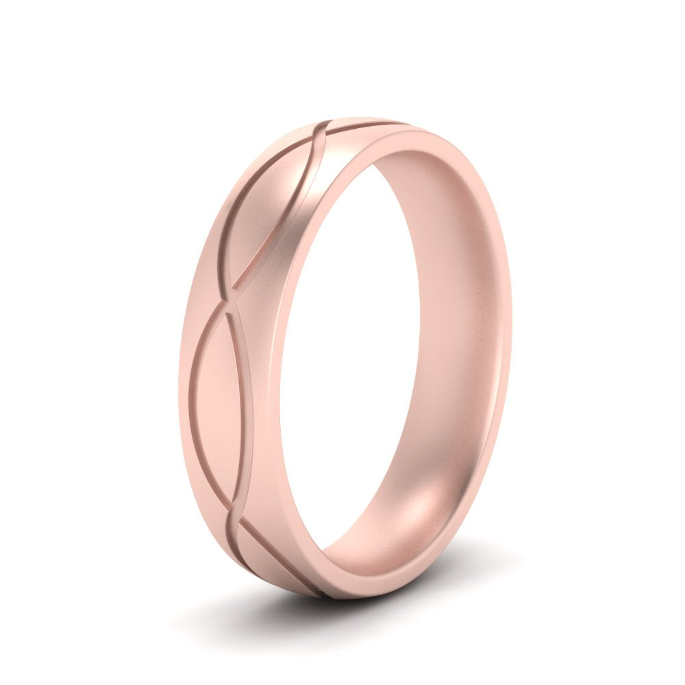 Infinity Grooved Mens Gold Ring