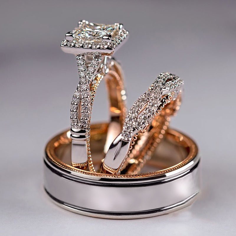 MAC175 Rose Gold Sparkling Zircon Luxury Engagement Ring