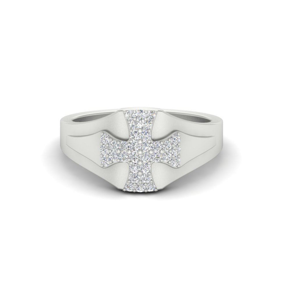 Mens Cross Gemstone Engagement Ring