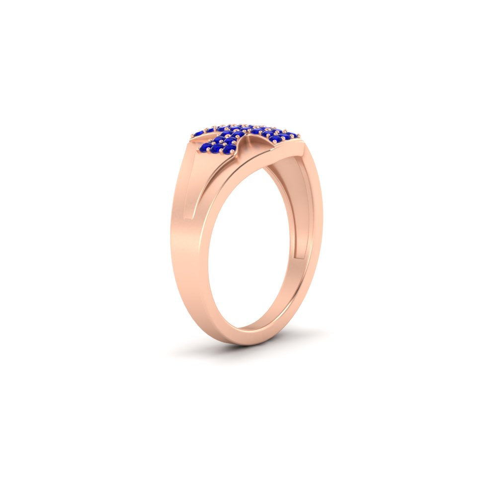 Mens Cross Gemstone Engagement Ring