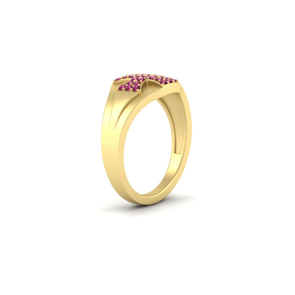 Mens Cross Gemstone Engagement Ring