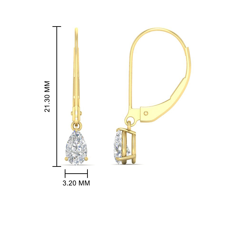 Minimalist Pear Drop Lever Back Earrings