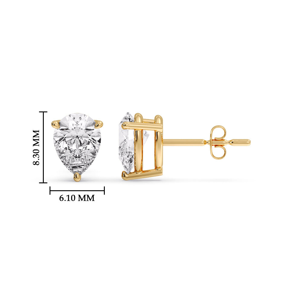 Diamond Pear Cut 3 Prong Earring