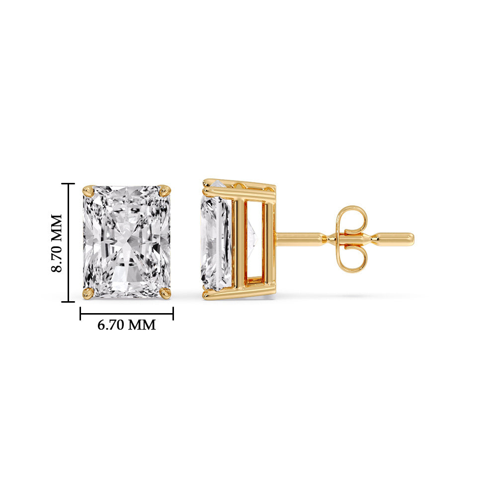 Radiant Diamond Basket Stud Earring