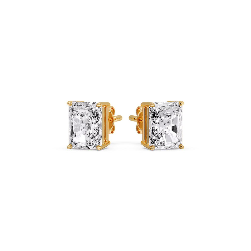 Radiant Diamond Basket Stud Earring