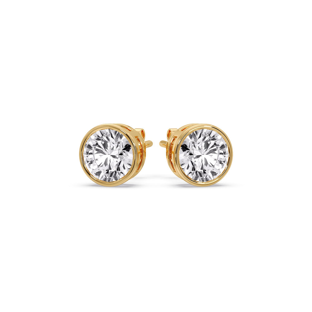 Round Cut Stud Bezel Set Earring