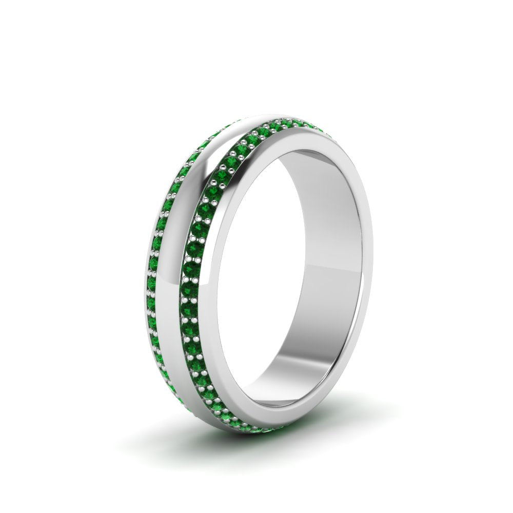 Beveled Edge Matte Eternity Mens Engagement Ring