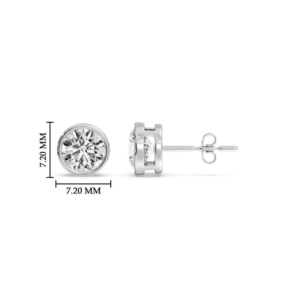 Round Cut Stud Bezel Set Earring