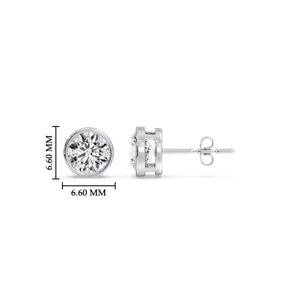 Round Cut Stud Bezel Set Earring