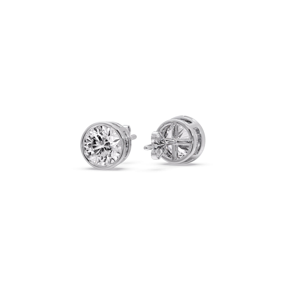 Round Cut Stud Bezel Set Earring