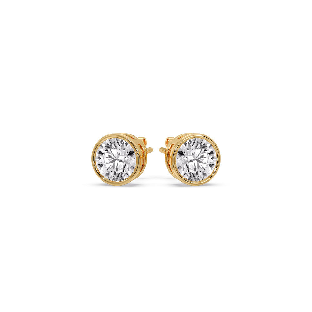 Round Cut Stud Bezel Set Earring
