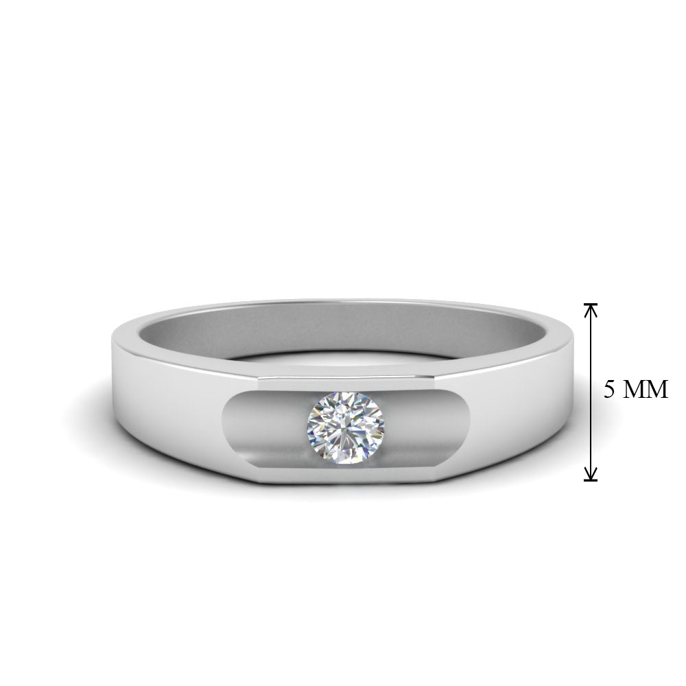 Half Bezel Solitaire Mens Diamond Ring