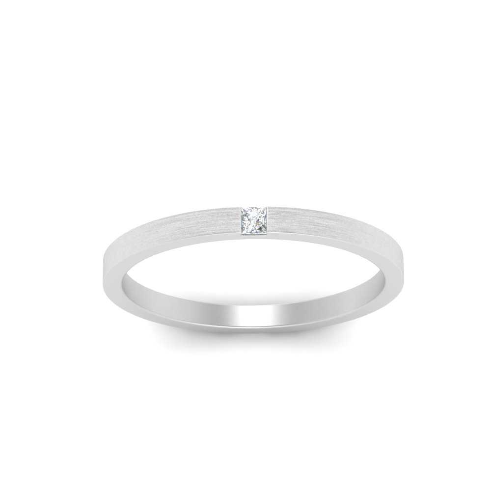 Thin Princess Cut Mens Band Ring