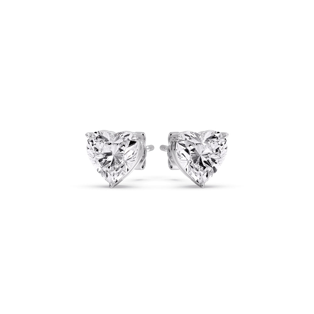 Heart Shaped 3 Prong Basket Stud Earring