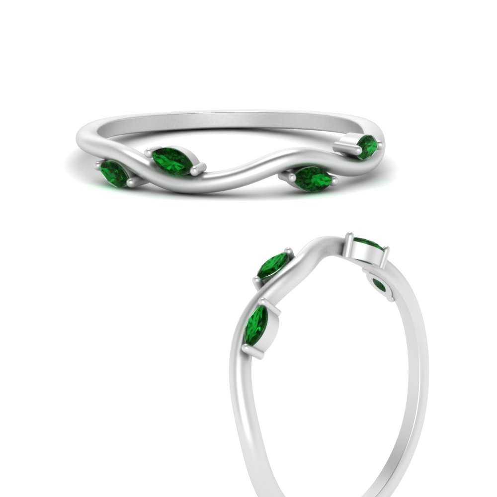 Vine Marquise Simple Wedding Band