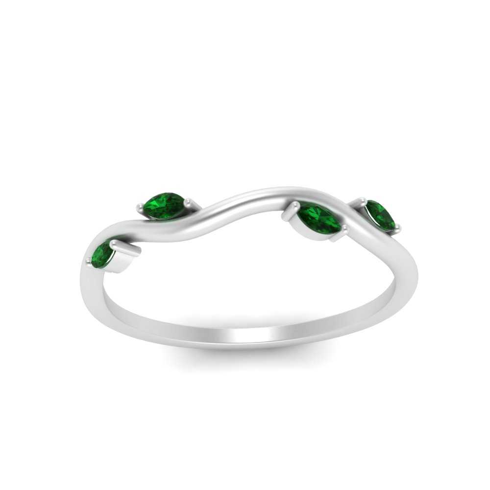 Vine Marquise Simple Wedding Band